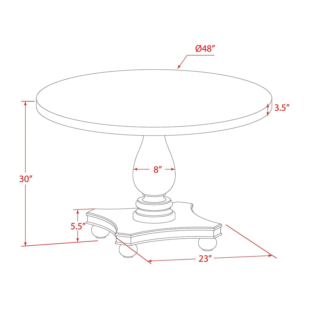 East West Furniture I2GA5-740 5 Piece Dinette Set for 4 Includes a Round Dining Room Table with Pedestal and 4 Dahlia Linen Fabric Upholstered Parson Chairs, 48x48 Inch, Distressed Jacobean